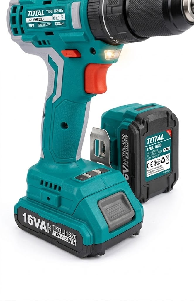 Máy Khoan Động Lực Dùng Pin 16V Total TIDLI166062 Không Chổi Than 66Nm Kèm 2 Pin 2.0Ah & Sạc Chính Hãng