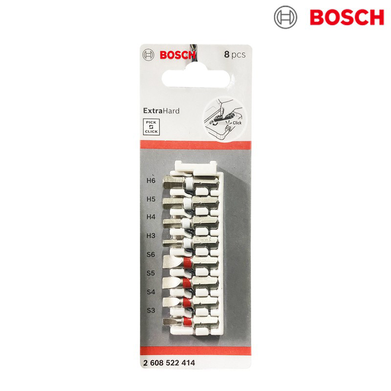 Bộ vặn vít 8 món extra hard 25mm đầu SL, Hex Bosch 2608522414