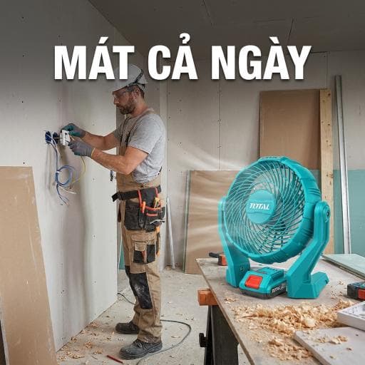 Quạt dùng pin TOTAL TFALI1207 làm mát tại công trình