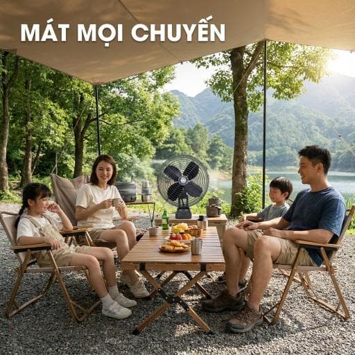 Quạt mini HUKAN G1-QCT08 sử dụng khi cắm trại ngoài trời