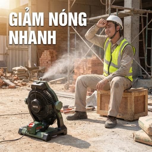 Quạt phun sương Dekton M21-QPS190XPRO làm mát tại công trình
