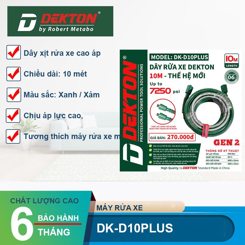 Dây xịt rửa xe cao áp Dekton DK-D10PLUS