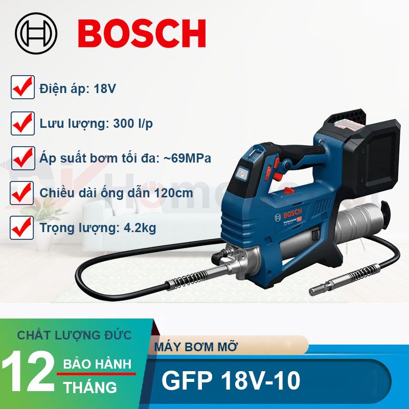 Máy bơm mỡ bò dùng pin Bosch GFP 18V-10 18V (Solo)