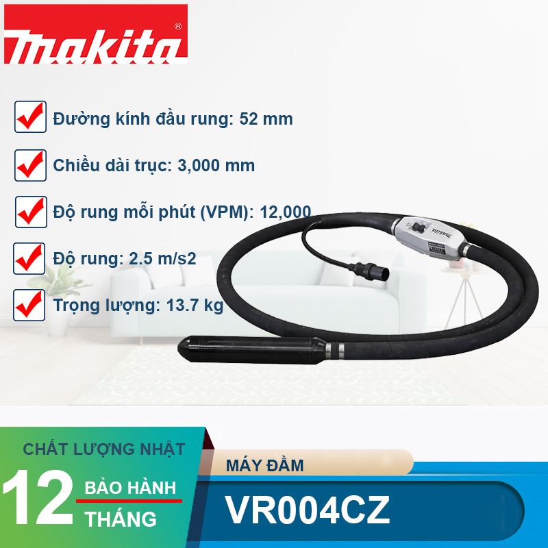 Máy đầm dùi bê tông dùng pin Makita VR004CZ