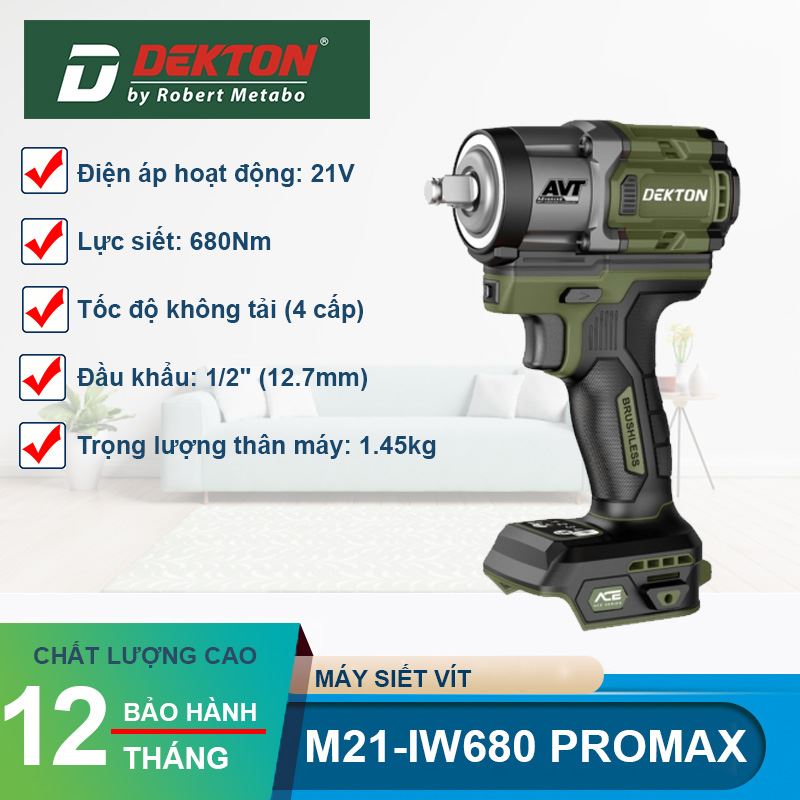 Máy Siết Bulong Dùng Pin Dekton M21-IW680 PROMAX