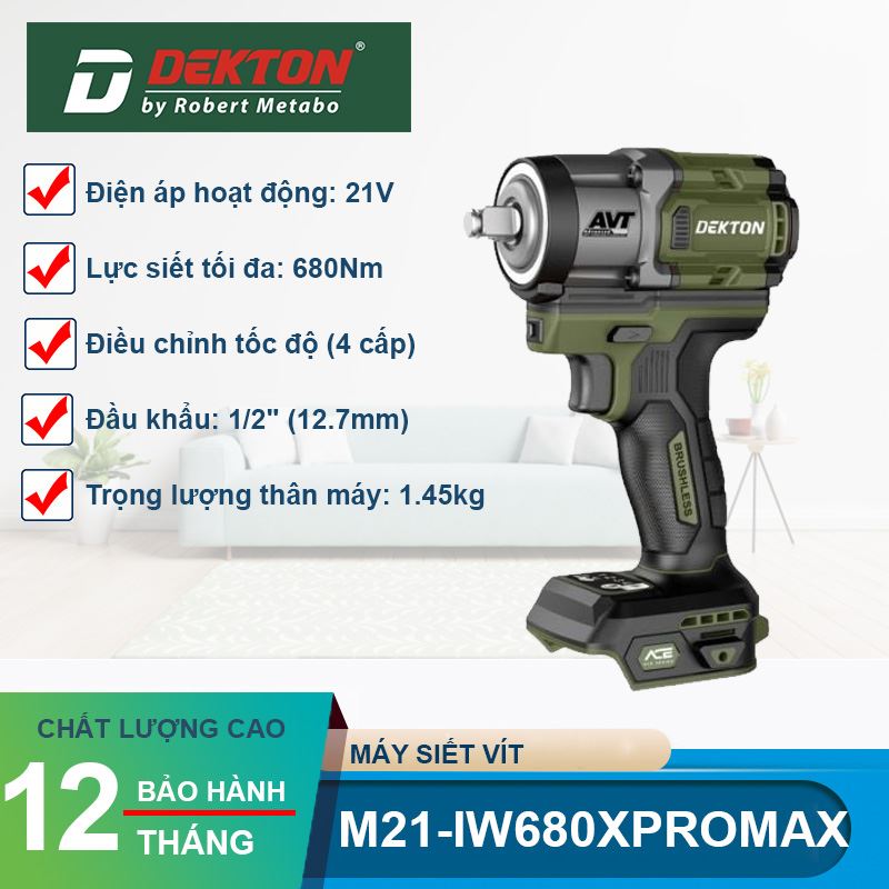 Máy Siết Bulong Dùng Pin Dekton M21-IW680XPROMAX
