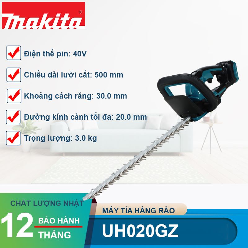Máy tỉa hàng rào dùng pin 40V Makita UH020GZ