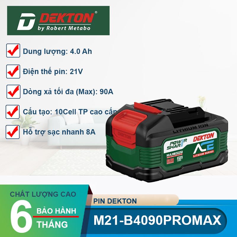 Pin Dekton 21V 4.0Ah M21-B4090PROMAX