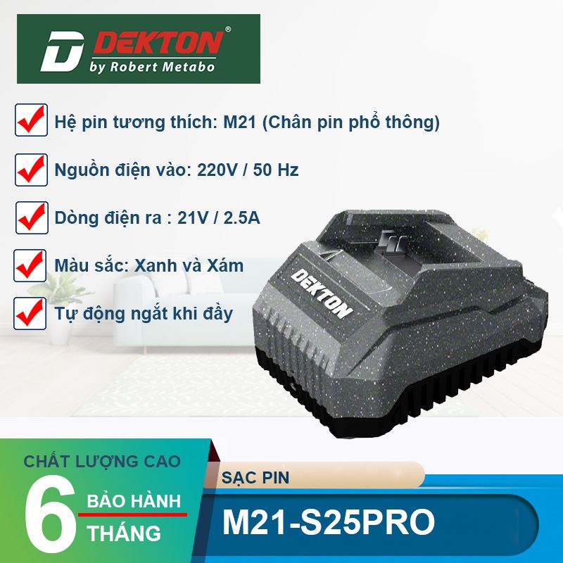 Sạc 21V Dekton M21-S25PRO (2.5Ah)