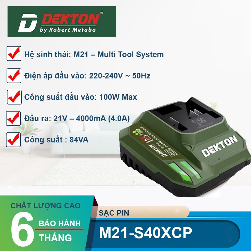 Sạc pin nhanh Dekton 4A.h 21V S40XCP M21