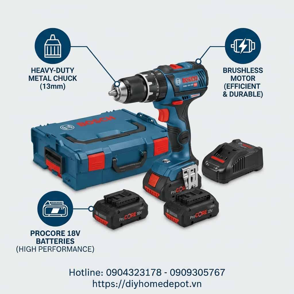 ưu điểm máy khoan Bosch 18V