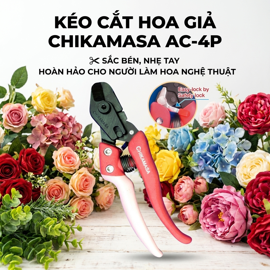 Kéo Cắt Hoa Giả Chikamasa AC-4P Chính Hãng, Sắc Bén, Dễ Dùng