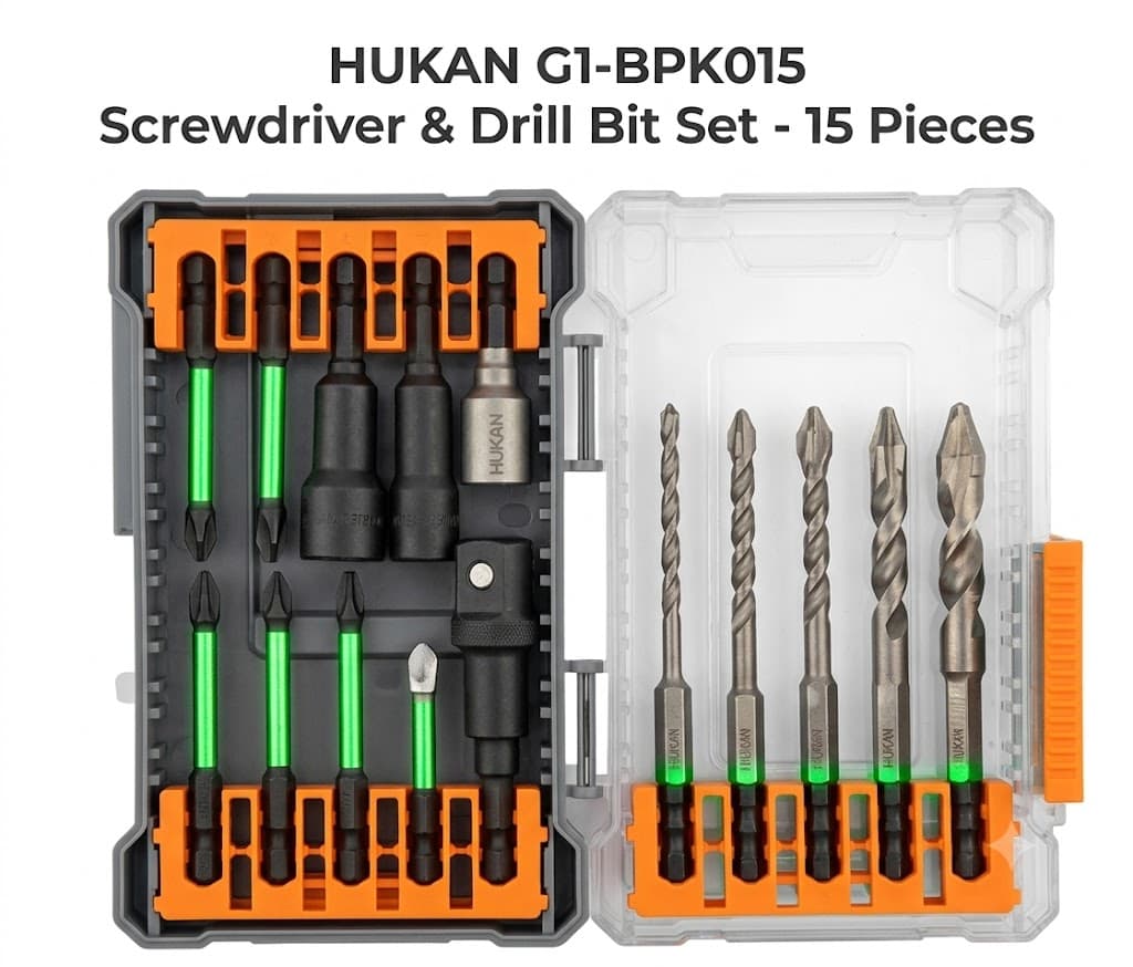 Bộ Phụ Kiện Mũi Vít Đa Năng 15 Chi Tiết Hukan G1-BPK015 - Bền Bỉ, Chính Xác