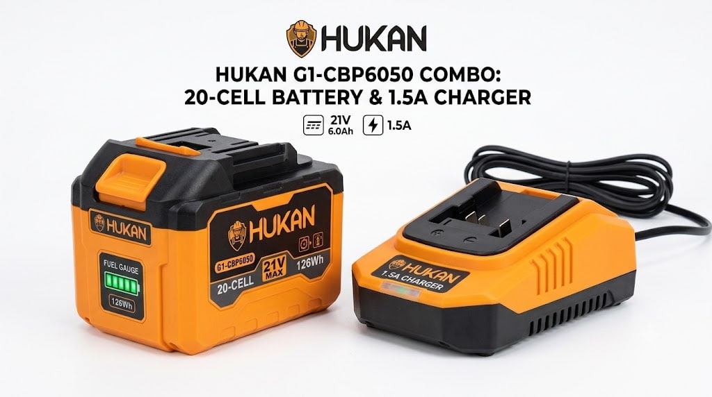 Combo Pin Hukan 20 Cells (6.0Ah) & Sạc Nhanh 1.5A (Gen 1) G1-CBP6050 - Năng Lượng Chuyên Nghiệp