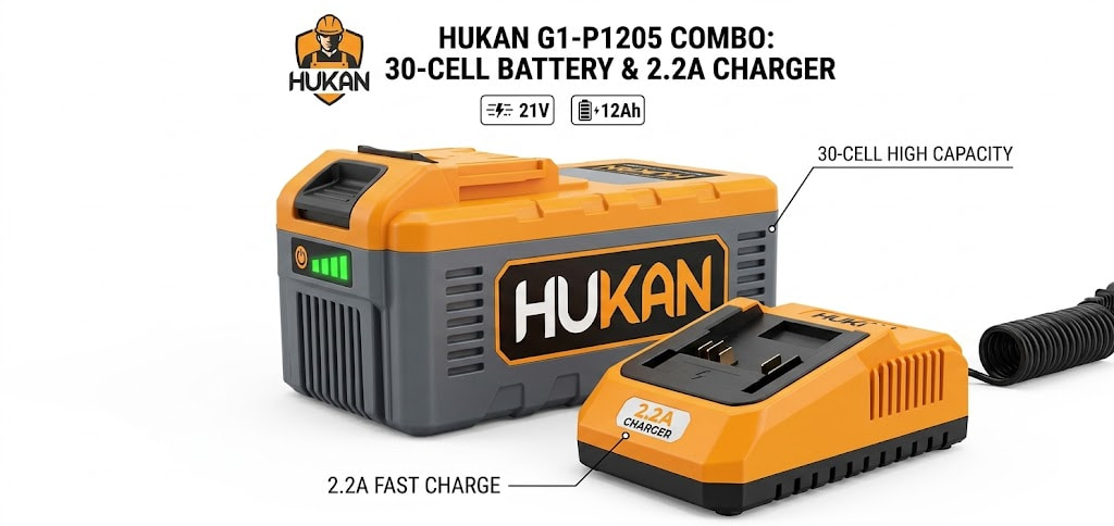 Combo Pin Hukan 30 Cells (12Ah) & Sạc Nhanh 2.2A (Gen 1) G1-P1205 - Siêu Năng Lượng