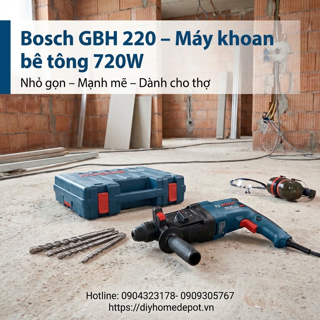 Máy khoan bê tông Bosch GBH 220 chính hãng - Giá tốt, bền, mạnh