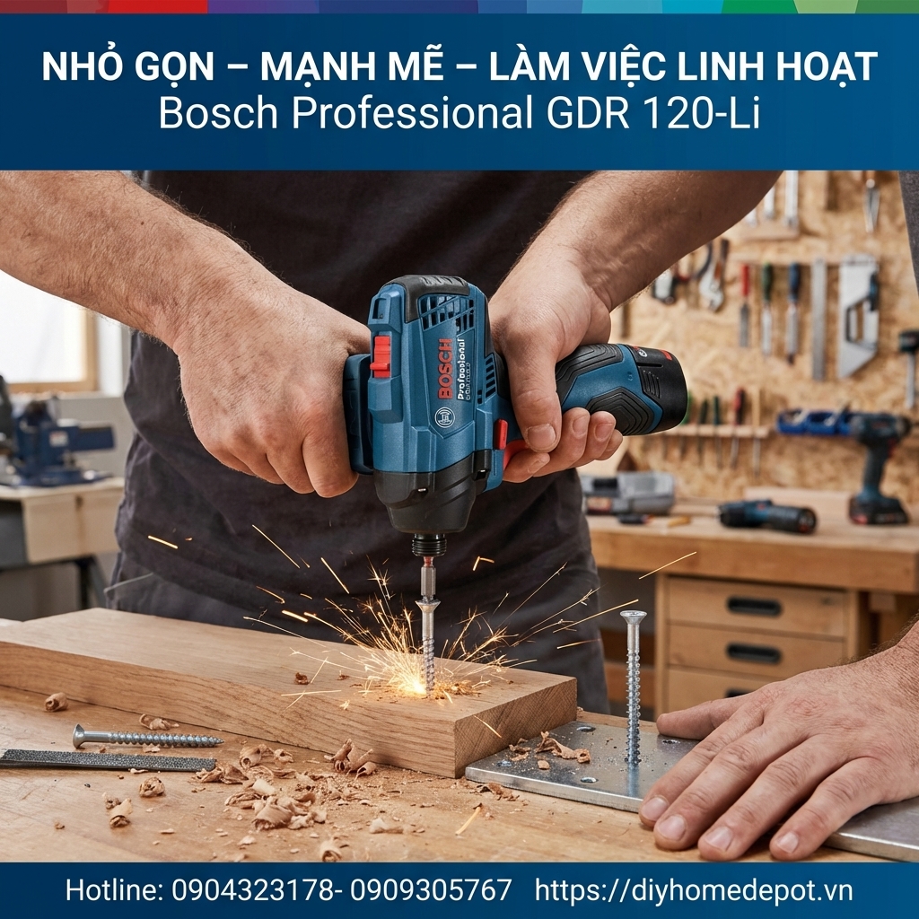 Máy vặn ốc vít dùng pin Bosch GDR 120-Li Chính Hãng, Giá Tốt tại DIY Home Depot
