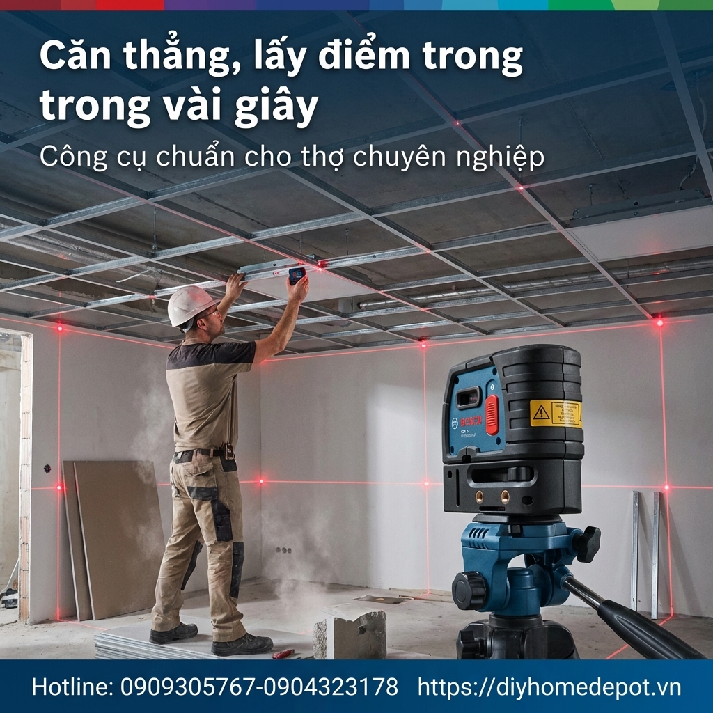 Máy định vị laser 5 điểm Bosch GPL 5G | Laser xanh chính xác cao