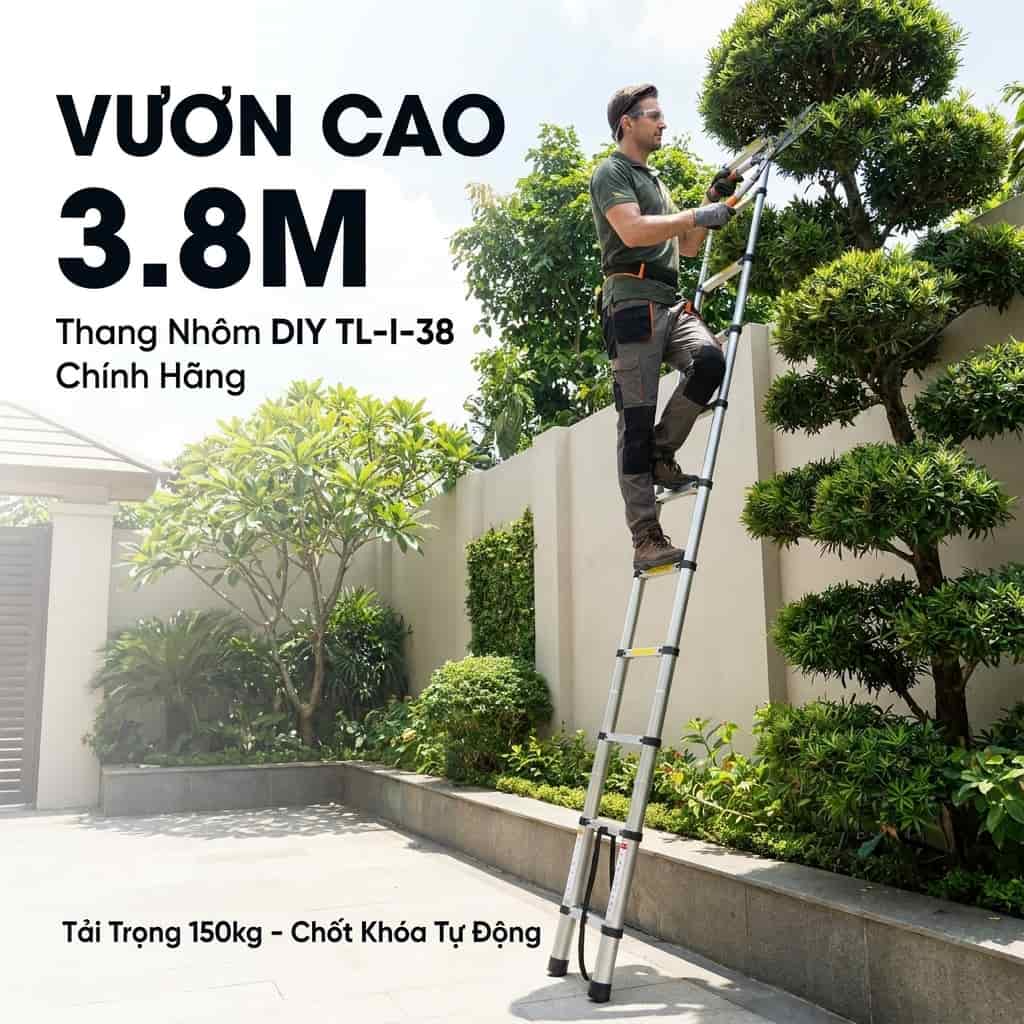 Thang Nhôm Rút Đơn DIY TL-I-38 Chính Hãng - Giải Pháp Leo Cao An Toàn, Giá Tốt Tại DIY Home Depot