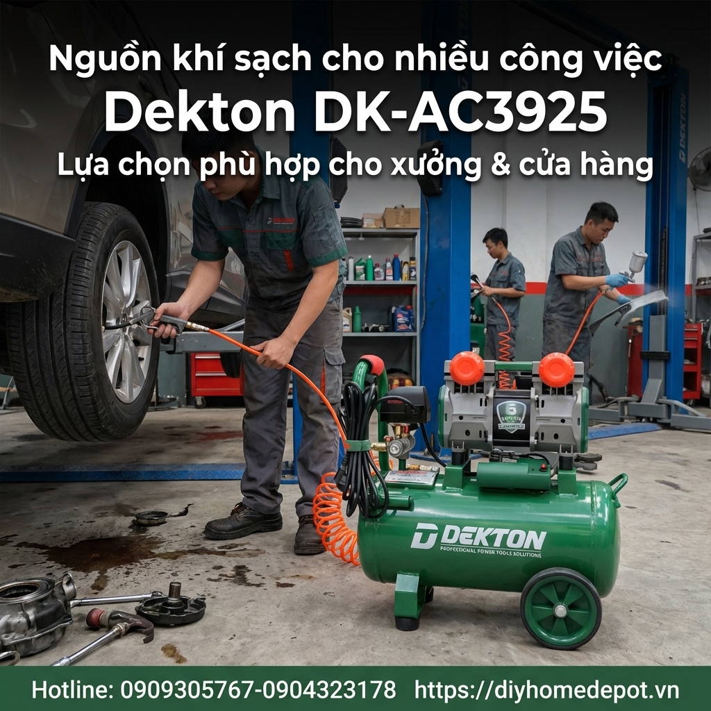 Máy Nén Khí Không Dầu Dekton DK-AC3925 giá tốt, khí sạch, vận hành ổn định