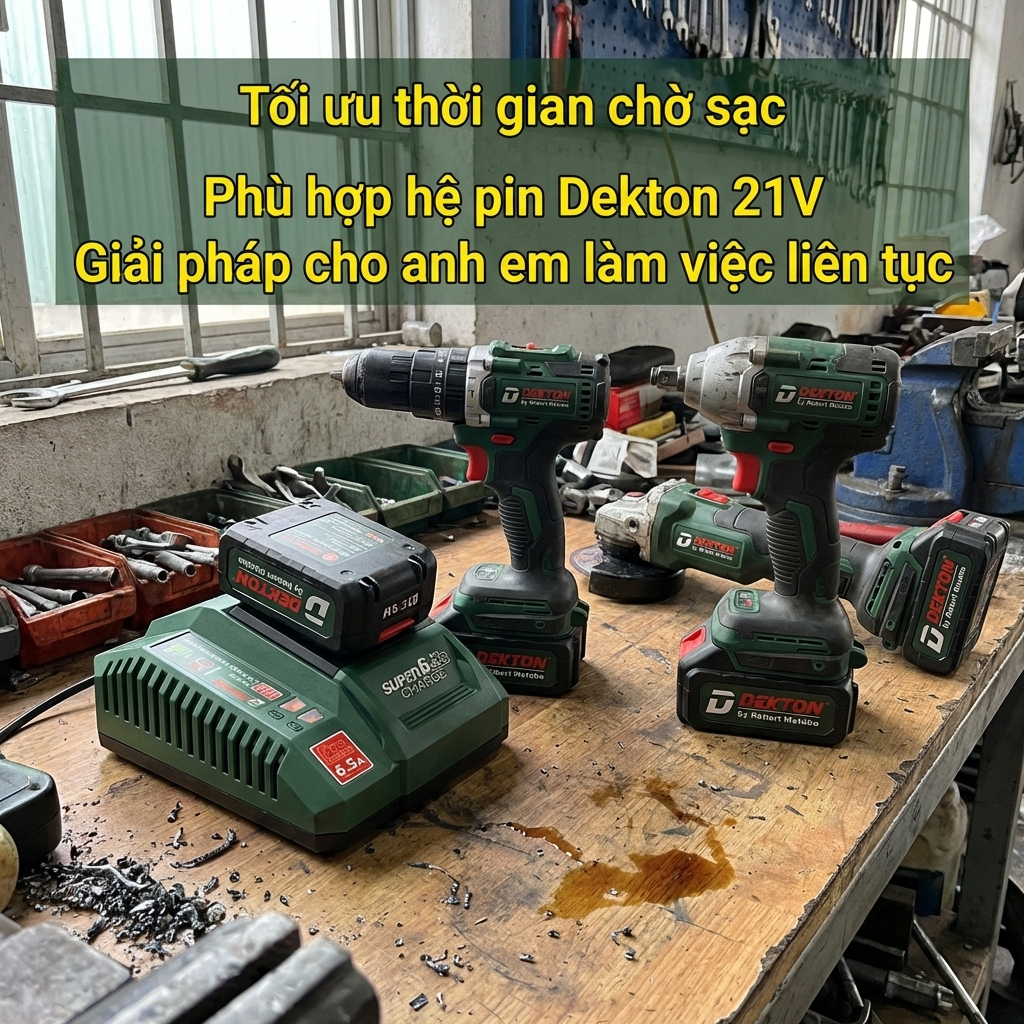 Sạc siêu nhanh có quạt 21V Dekton M21-S65PRO Chính Hãng, Giá Tốt