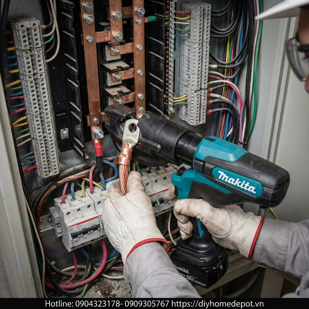 Máy ép cos dùng pin 18V Makita DTC302ZK | Ép nhanh, chính xác, chính hãng