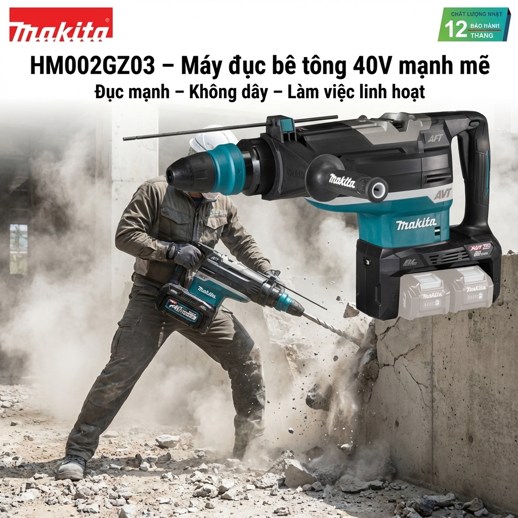 Máy đục bê tông Makita 40V HM002GZ03 chính hãng, giá tốt