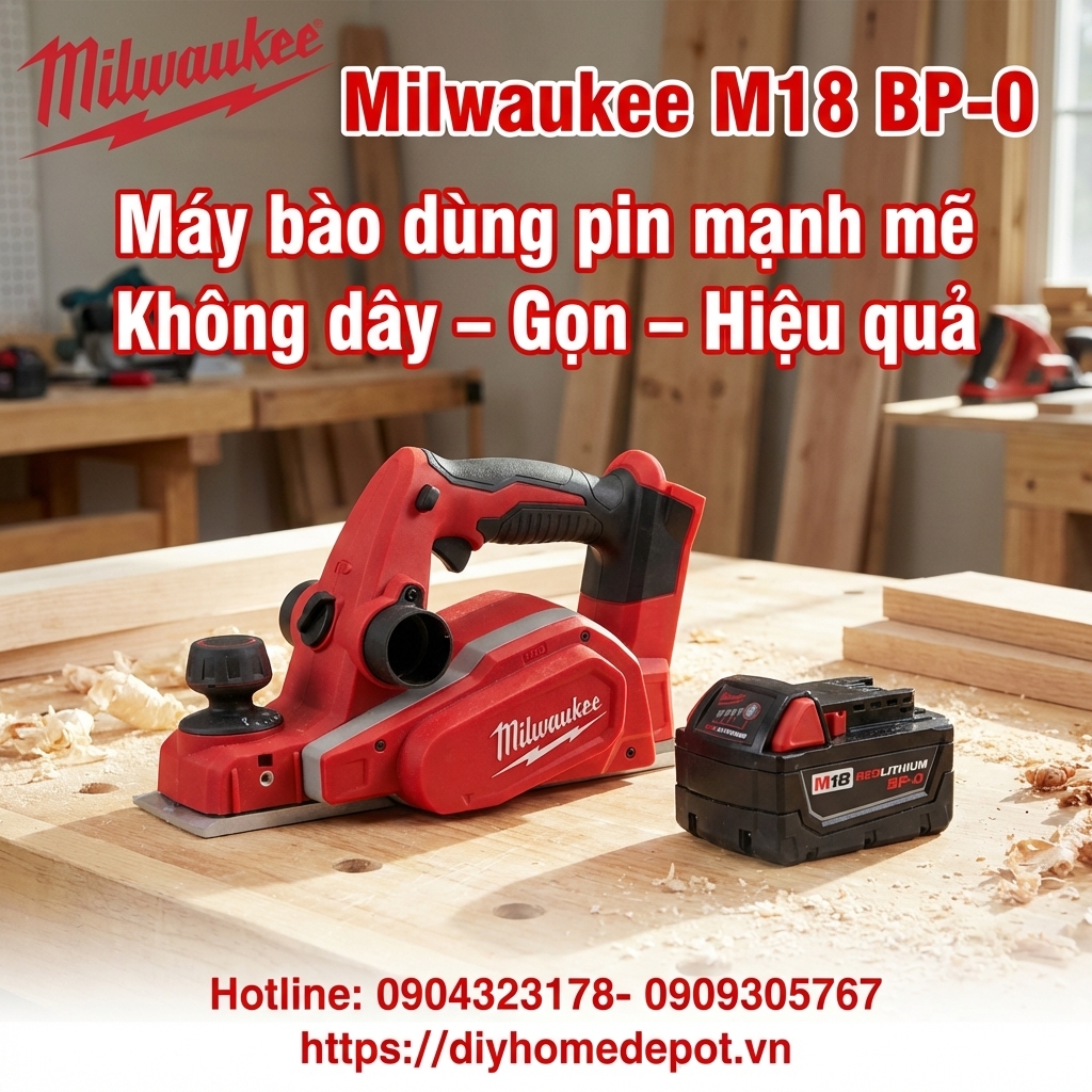 Máy bào Milwaukee M18 BP-0 chính hãng, bào gỗ mạnh mẽ