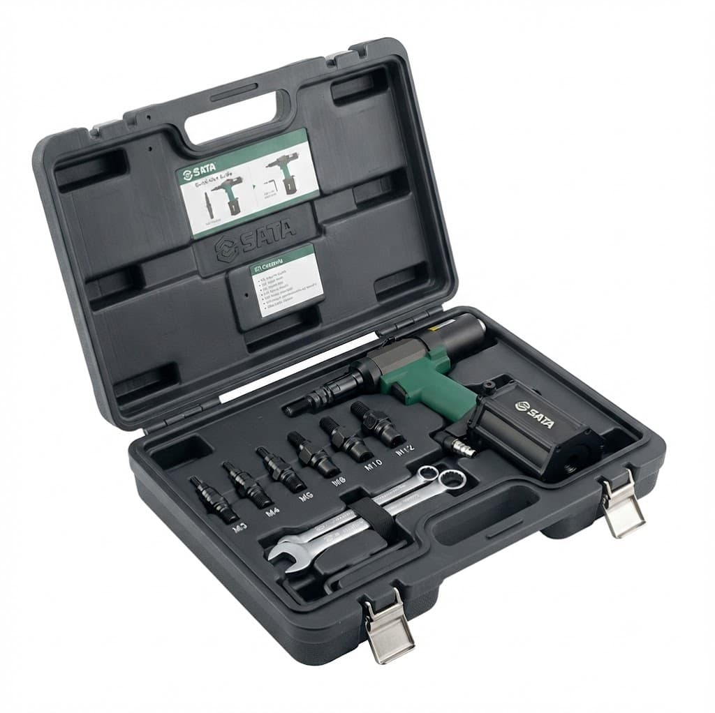 Máy Bắn Đinh Tán Rút Ốc M3-M12 Khí Nén Tự Động SATA SC02765 - Công Suất Lớn, Chính Hãng