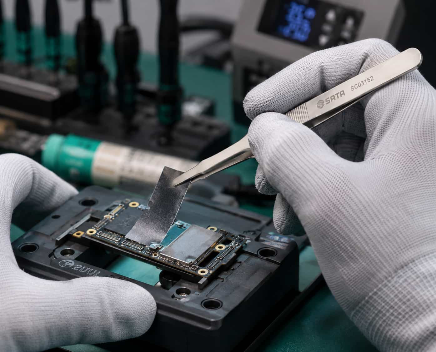 Nhíp SG Mũi Phẳng SATA SC03152 (03152) - Chính Hãng, Gắp Giữ Chắc Chắn