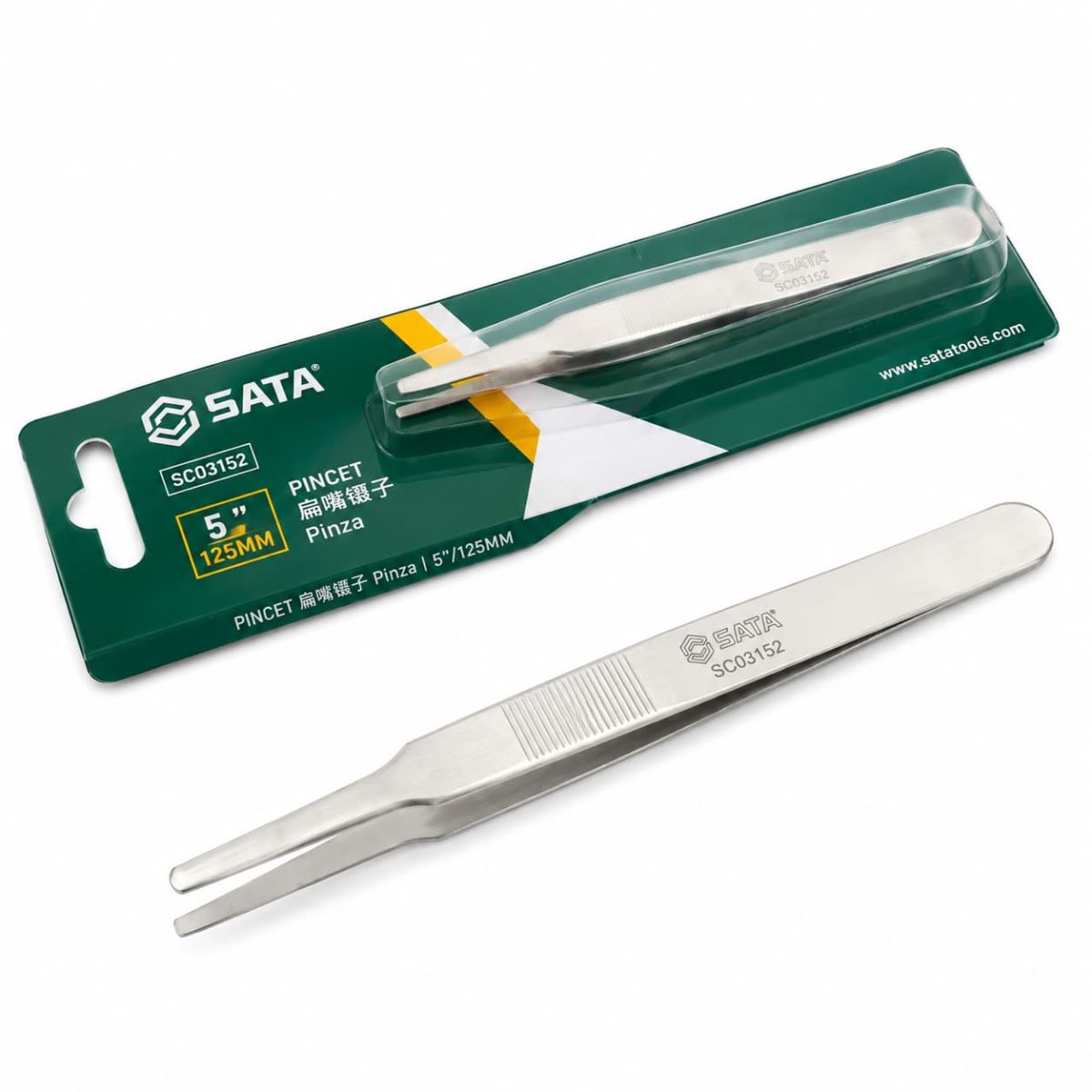 Nhíp SG Mũi Phẳng SATA SC03152 (03152) - Chính Hãng, Gắp Giữ Chắc Chắn