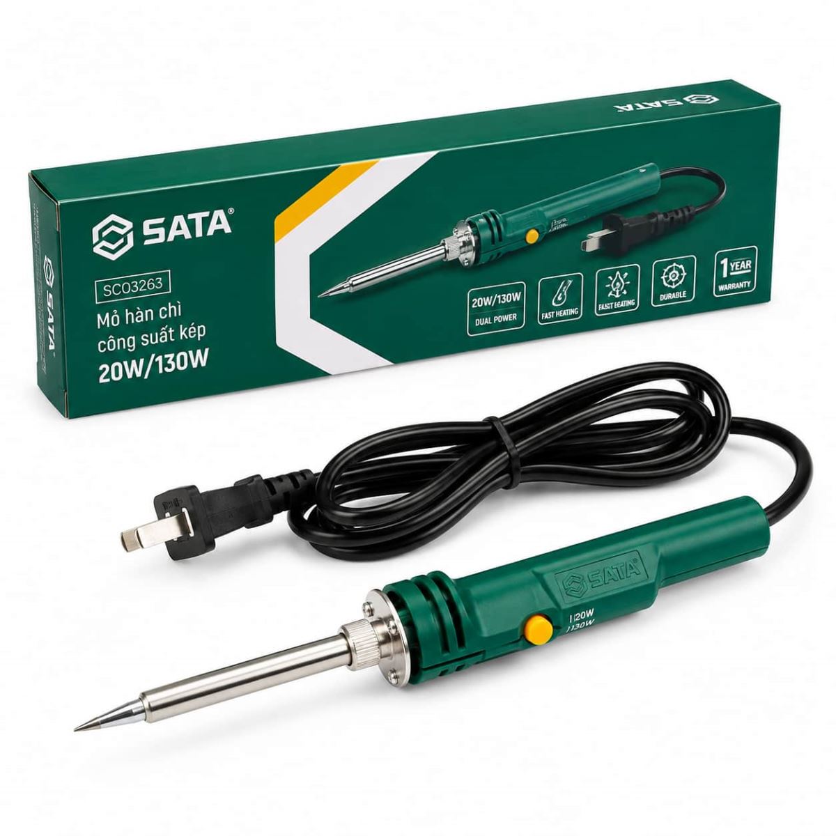 Đầu Mỏ Hàn Chì Công Suất Kép 20W/130W SATA SC03263 (03263) - Chính Hãng, Đa Năng