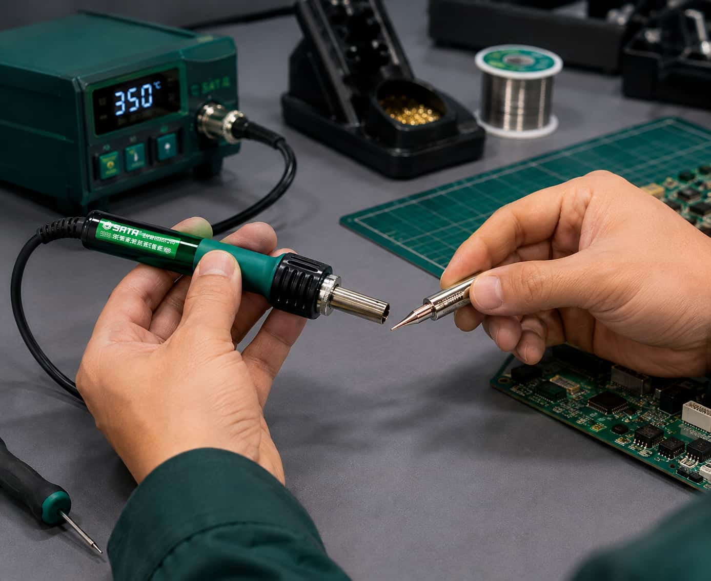 Đầu Mỏ Hàn Gia Nhiệt Bên Trong Không Chì 60W SATA SC03280 (03280) - Chính Hãng, Bền Bỉ