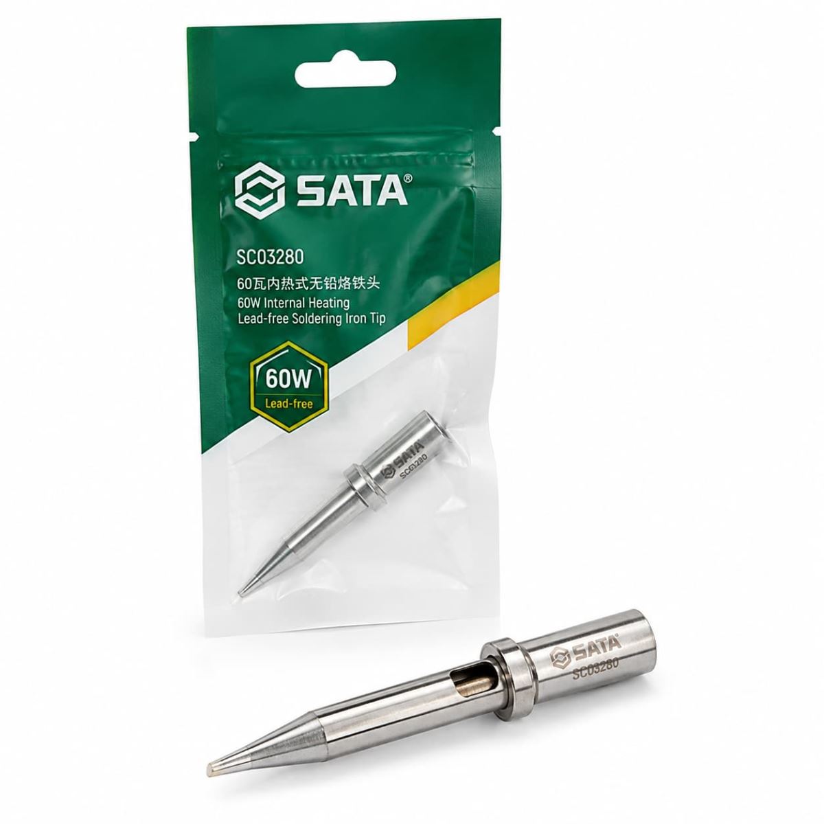 Đầu Mỏ Hàn Gia Nhiệt Bên Trong Không Chì 60W SATA SC03280 (03280) - Chính Hãng, Bền Bỉ