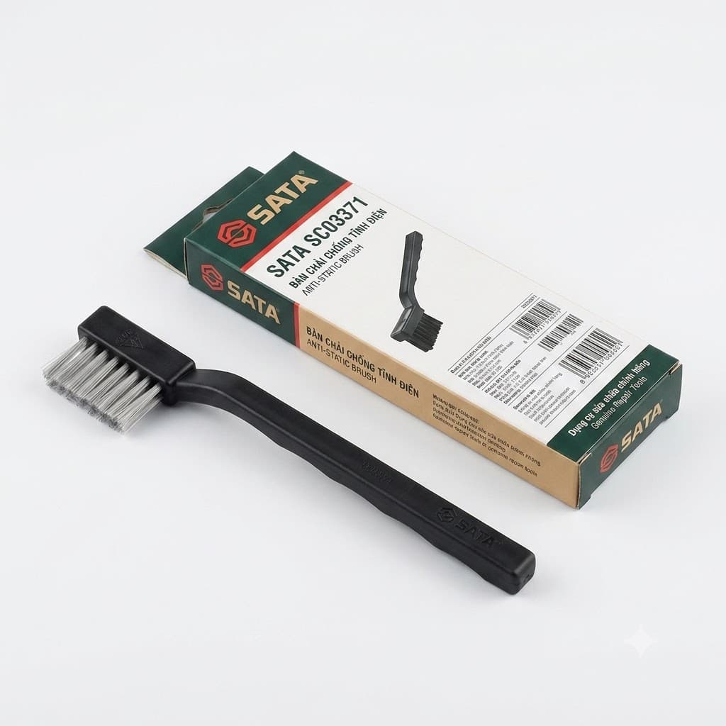 Bàn Chải Chống Tĩnh Điện Nylon Tay Cầm Thẳng Nhỏ SATA SC03371 (03371) - Chính Hãng, Làm Sạch An Toàn