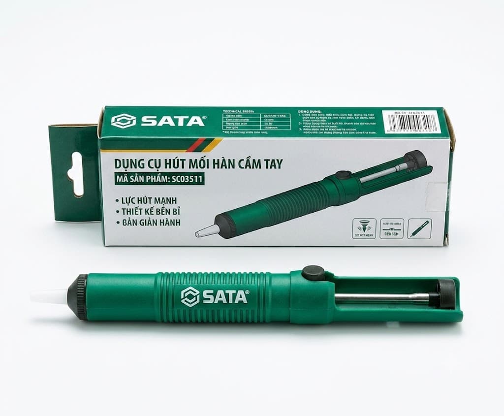Dụng Cụ Hút Mối Hàn Cầm Tay Bằng Nhựa SATA SC03511 (03511) - Chính Hãng, Hút Thiếc Mạnh Mẽ