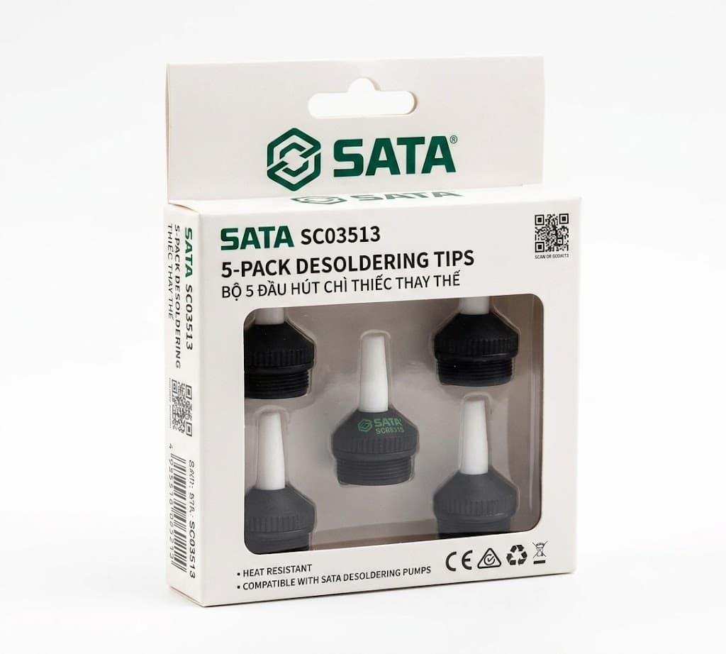 Bộ 5 Đầu Hút Mối Chì Hàn SATA SC03513 (03513) - Chính Hãng, Bền Bỉ, Tương Thích Hoàn Hảo