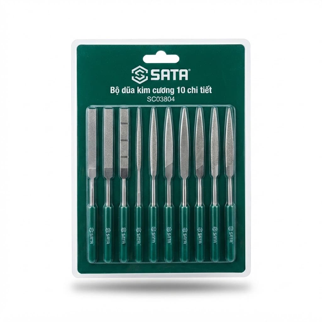 Bộ Dũa Kim Cương 10 Chi Tiết 3x140mm SATA SC03804 (03804) - Chính Hãng, Cực Sắc, Gia Công Tinh Xảo