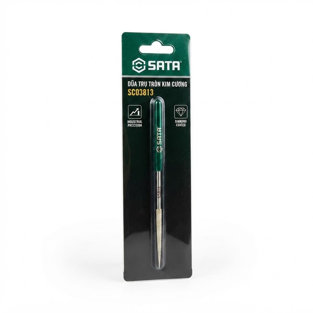 Dũa Trụ Tròn Đầu Tròn 3x140mm SATA SC03813 (03813) - Chính Hãng, Mài Lỗ, Khoét Rãnh Tinh Xảo