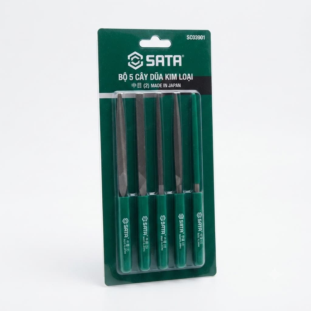 Bộ Dũa Kim Loại Mini 5 Chi Tiết 185mm SATA SC03901 (03901) - Chính Hãng, Thép Cứng, Đa Năng