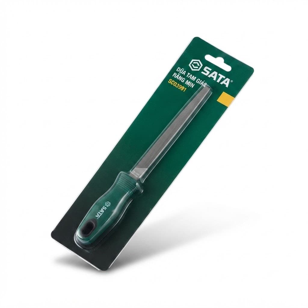 Dũa Tam Giác Răng Mịn 6 Inch SATA SC03991 (03991) - Chính Hãng, Thép Bền, Mài Góc Sắc Sảo