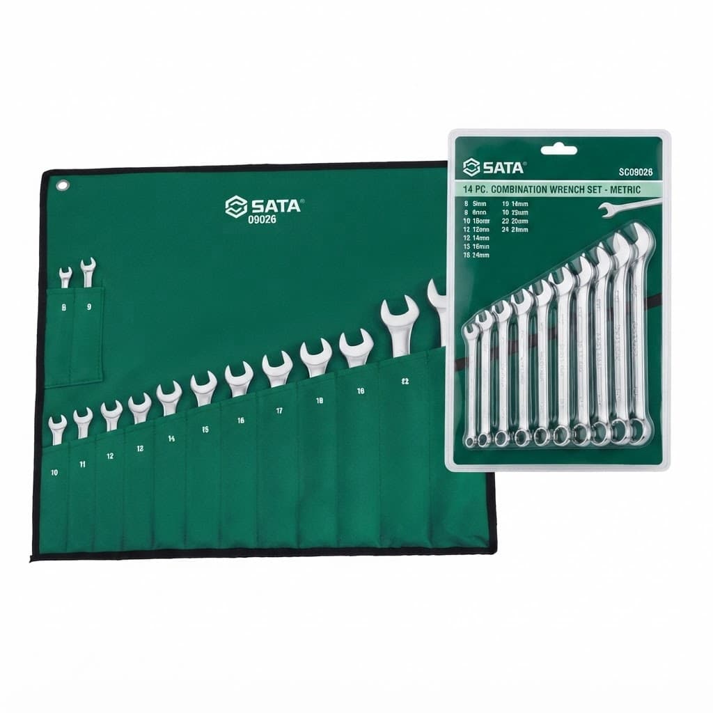 Bộ Cờ Lê Vòng Miệng Hệ Mét SATA SC09026 (09026) - Chính Hãng, 14 Chi Tiết, Thép Cr-V Bền Bỉ