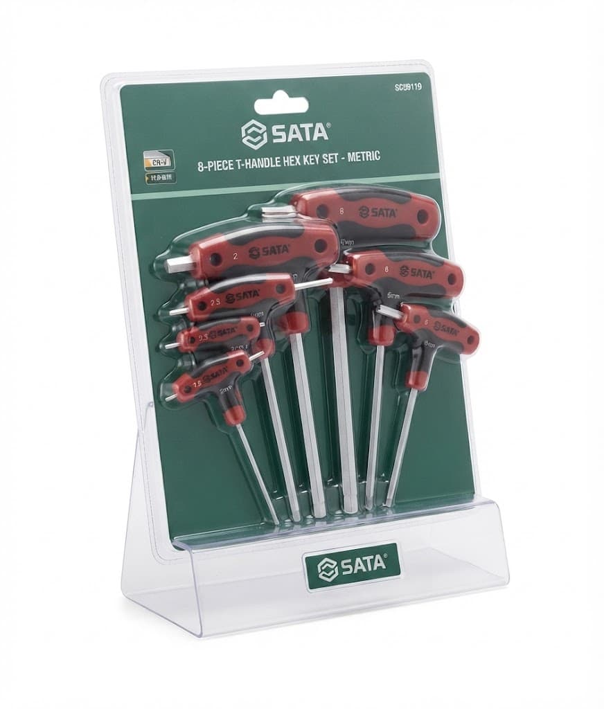 Bộ Cờ Lê Lục Giác Tay Cầm Chữ T 8 Chi Tiết SATA SC09119 (09119) - Chính Hãng, Lực Siết Cực Mạnh