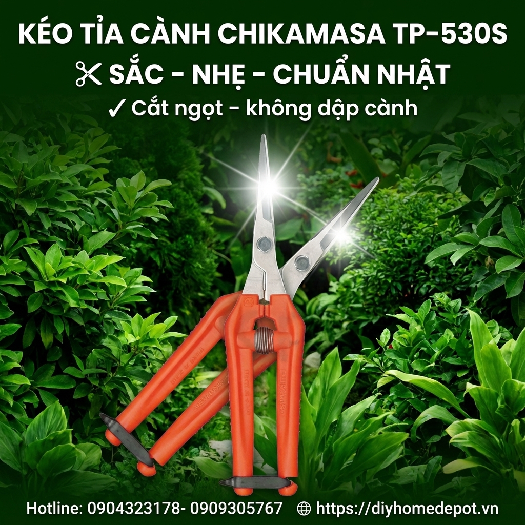 Kéo tỉa cành Chikamasa TP-530S | Kéo làm vườn Nhật Bản sắc bén, nhẹ, bền