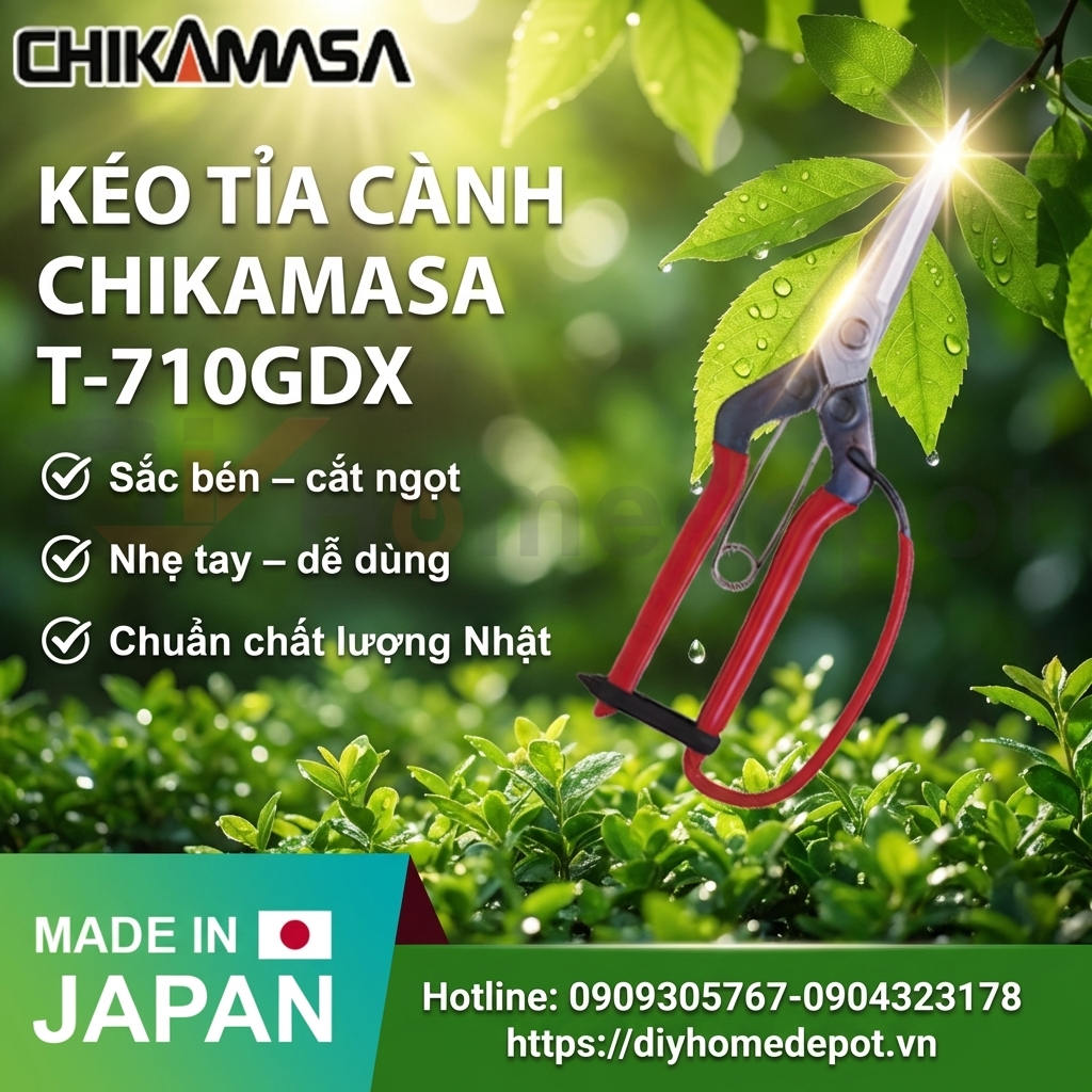 Kéo tỉa cành Chikamasa T-710GDX | Sắc bén chuẩn Nhật, cắt ngọt, bền bỉ