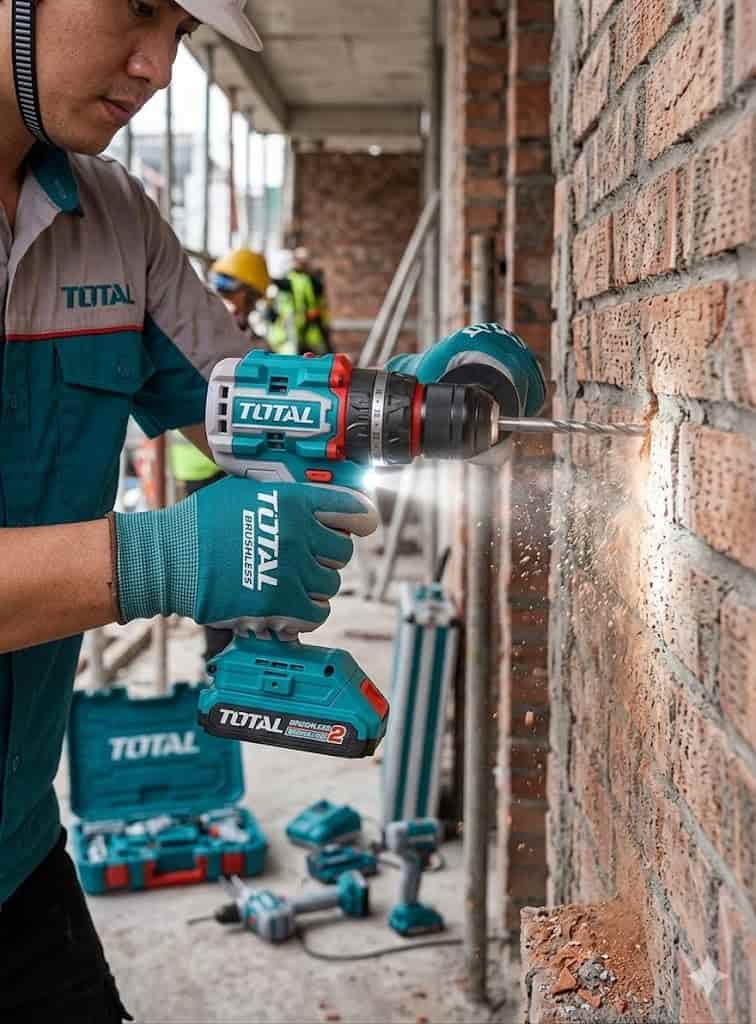 Máy Khoan Búa Không Chổi Than 20V Total TIDLI20558 - Động Cơ Brushless, 60Nm, Chính Hãng