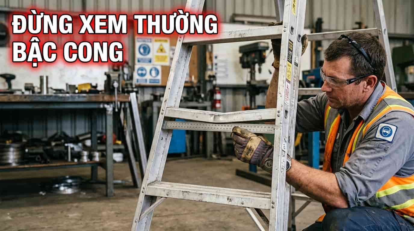 Bậc thang nhôm bị cong và biến dạng
