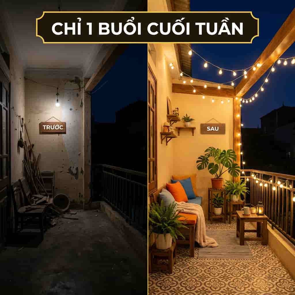 Biến ban công thành góc cà phê thư giãn cuối tuần
