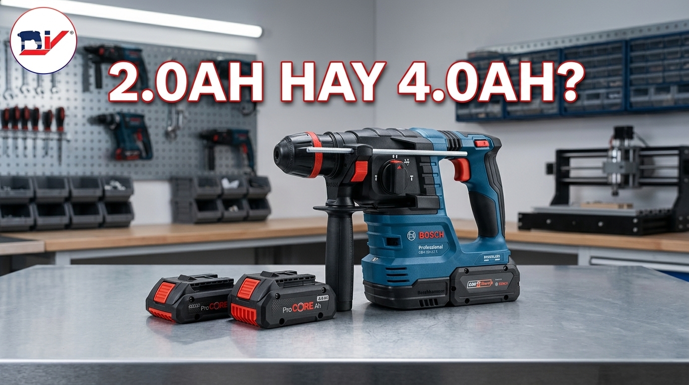 Lựa chọn đúng dung lượng pin giúp Bosch GBH 18V phát huy hiệu quả và tối ưu chi phí đầu tư.