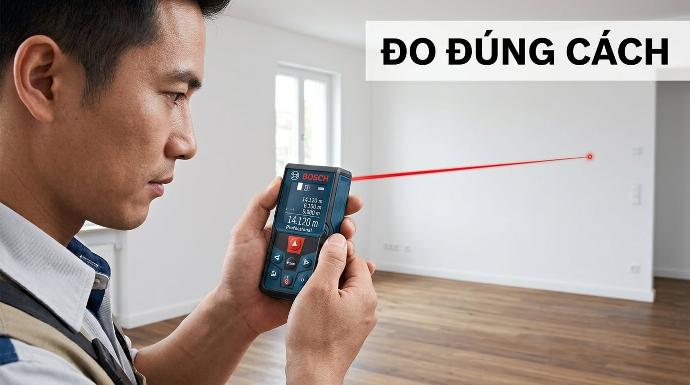 Sử dụng Bosch GLM 400 đúng kỹ thuật để đạt kết quả đo chính xác.